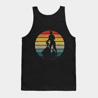 Exercise Bike Silhouette On A Distressed Retro Sunset product Tank Top